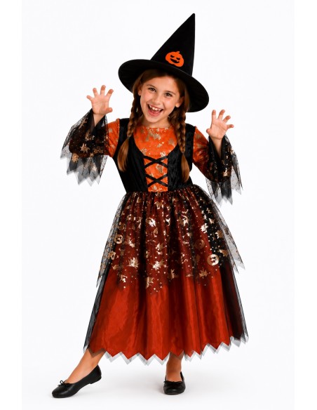 Costume di strega arancione | Costumi per bambini de El Rey del Carnaval